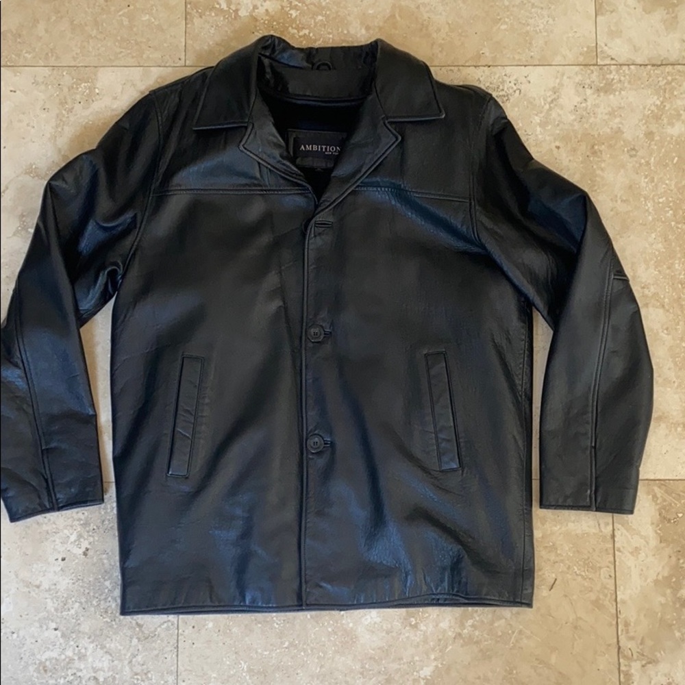 Men’s Black leather jacket, lined